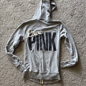 PINK Victoria's Secret Gray Love Hoodie